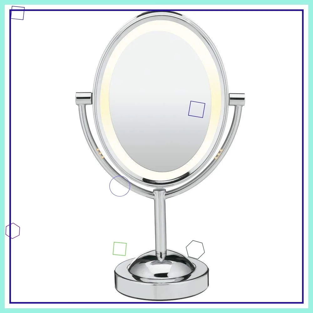 LED Lighted Makeup Mirror with 1X/7X Magnification, Double-Sided Vanity Mirror, Corded in Polished Chrome