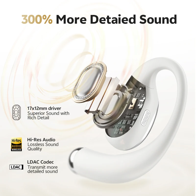 QCY Crossky R70 سماعات رأس لاسلكية مفتوحة الأذن عالية الدقة مع LDAC OWS سماعات باس دفعة بلوتوث 6.0 سماعات أذن رياضية 52 ساعة