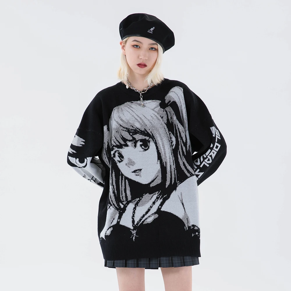 Anime Kawaii Winter Men Gothic Clothes Goth Man Sweater Men's Cartoon Women Tops Japanese Sweatshirt Male Streetwear Harajuku