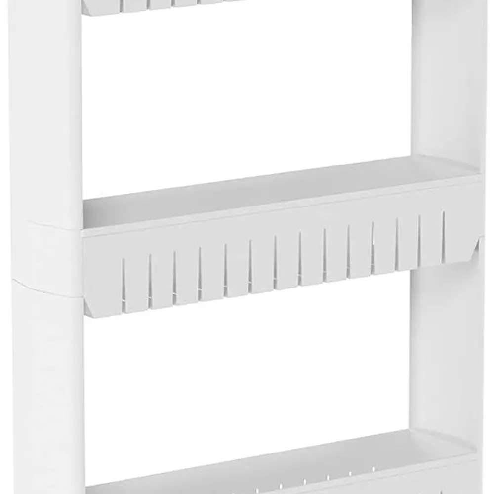 

5-Tier Rolling Storage Cart - White Utility Trolley for Bathroom, Kitchen, Laundry Room Organization