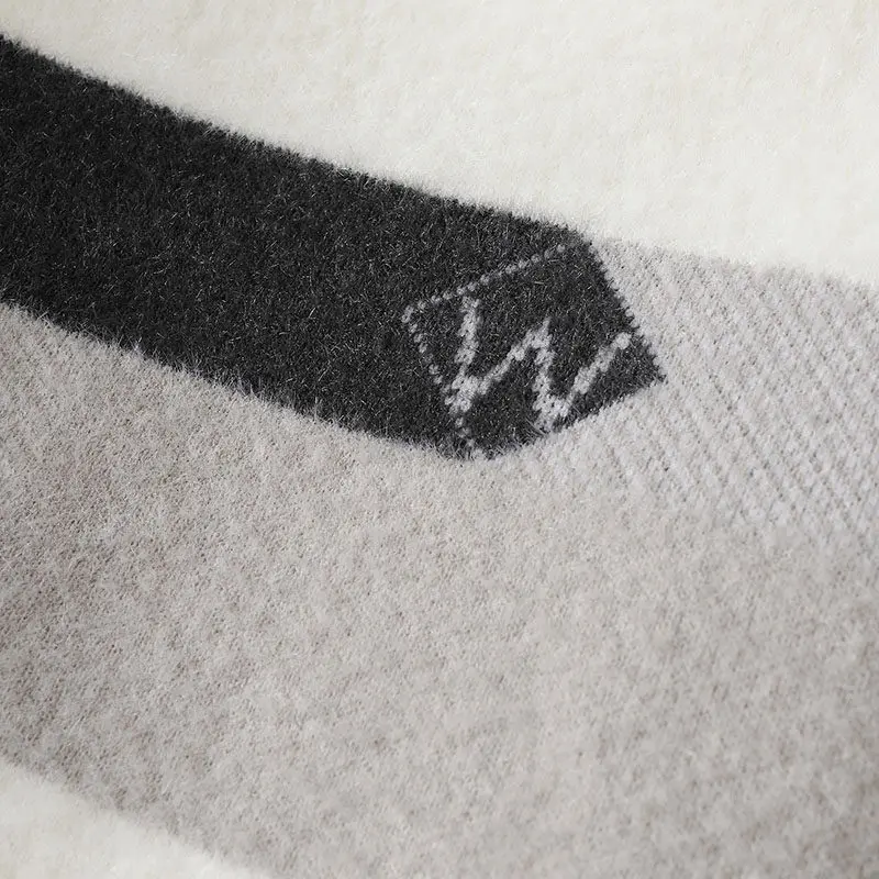 Männer Mode Farbe block Pullover Männer Casual Stricken Pullover Herren Dicke Warme Lose Gestrickte Pullover 2024 Winter Streetwear