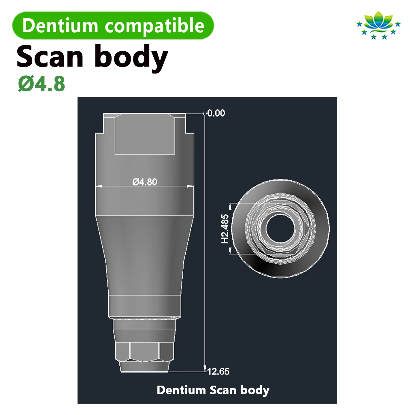 Titanium Scanbody for Dentium Compatible with 3Shape Exocad Dental CAD CAM Digital Impression OEM ODM Factory Direct Fast Ship