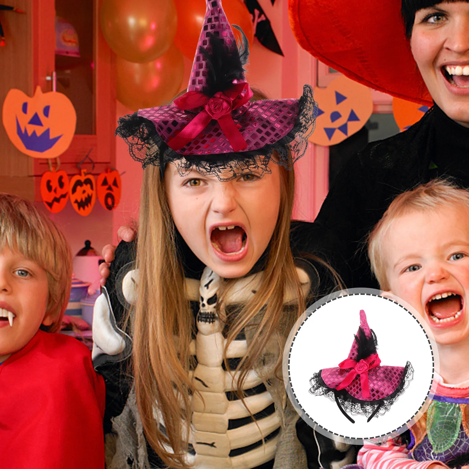 

Rose Witch Hat Headband Halloween Costume Party Performance Durable Long Lasting Unique Style Accessory