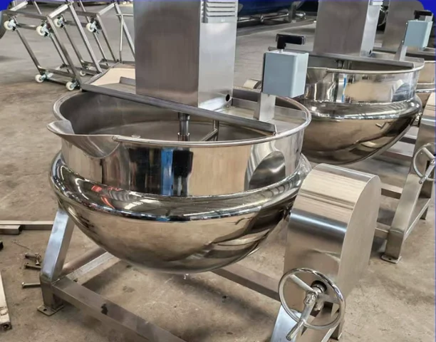 Electric Sugar Candy Cooking Sandwich Double Jacket Milk Boiler Industrial Boiling Pot with Mixer