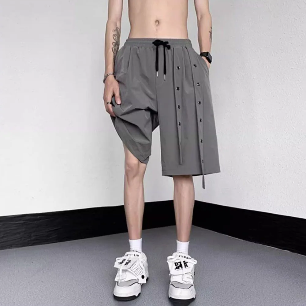 Genderless Dark Style Y2k Casual Shorts Men\'S 2024 Summer New Design Five-Point Pants Waistband Personalized Loose Sports Pants