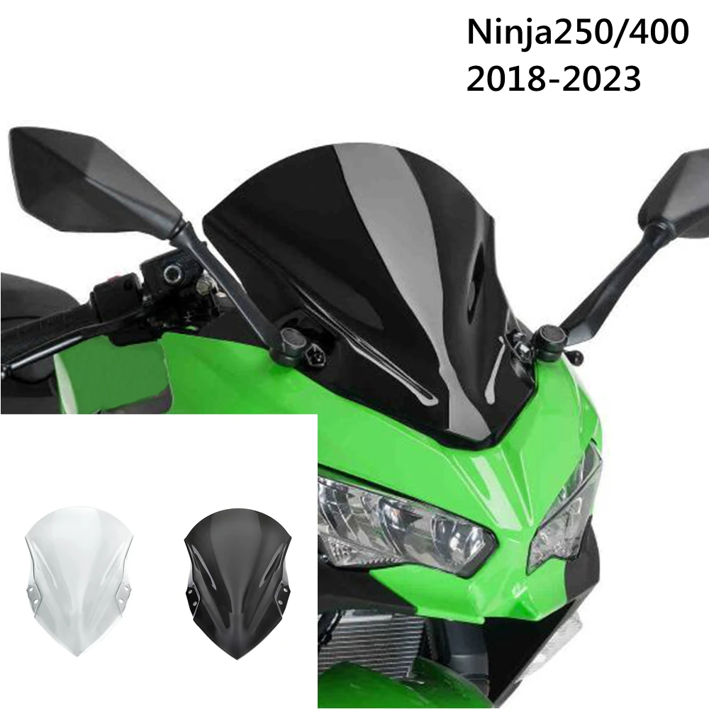 

Ninja400 Ninja250 Motorcycle Accessories Windshield Windscreen Wind Screen Shield Deflector For Kawasaki Ninja 400 250 2018-2023