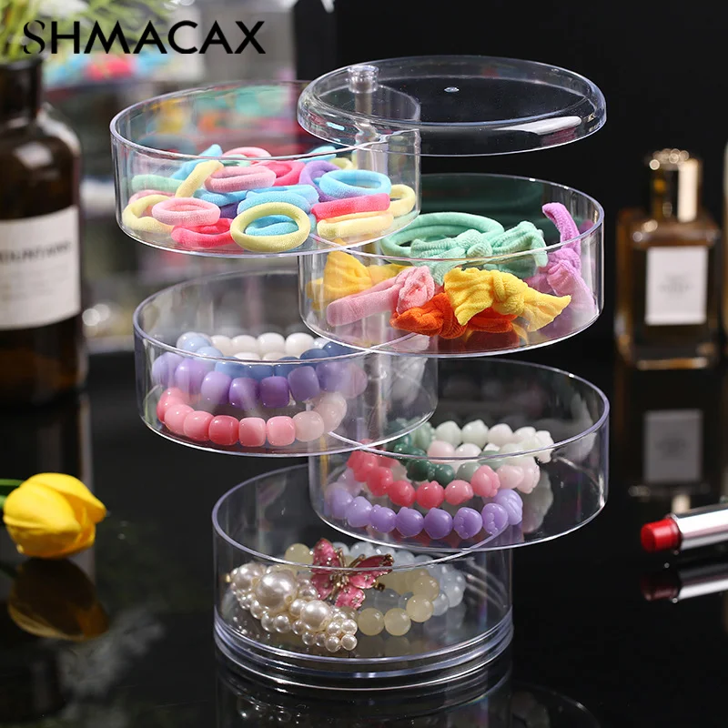 Transparent Rotating Dustproof Jewelry Box Multilayer Bracelet Earring Hairpin Jewelry Display Rack Storage Box Organizer Case