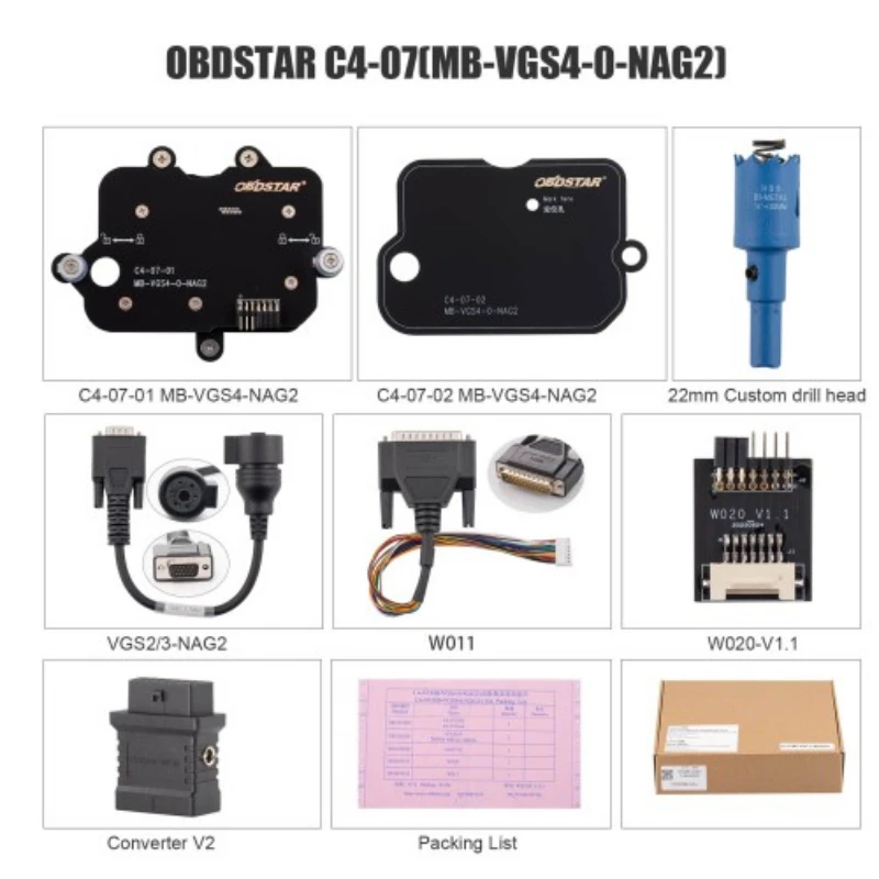 

2025 OBDSTAR C4-07(MB-VGS4-0-NAG2) Adapter Kit Full Configuration Used with OBDSTAR X300 Classic G3 / DC706