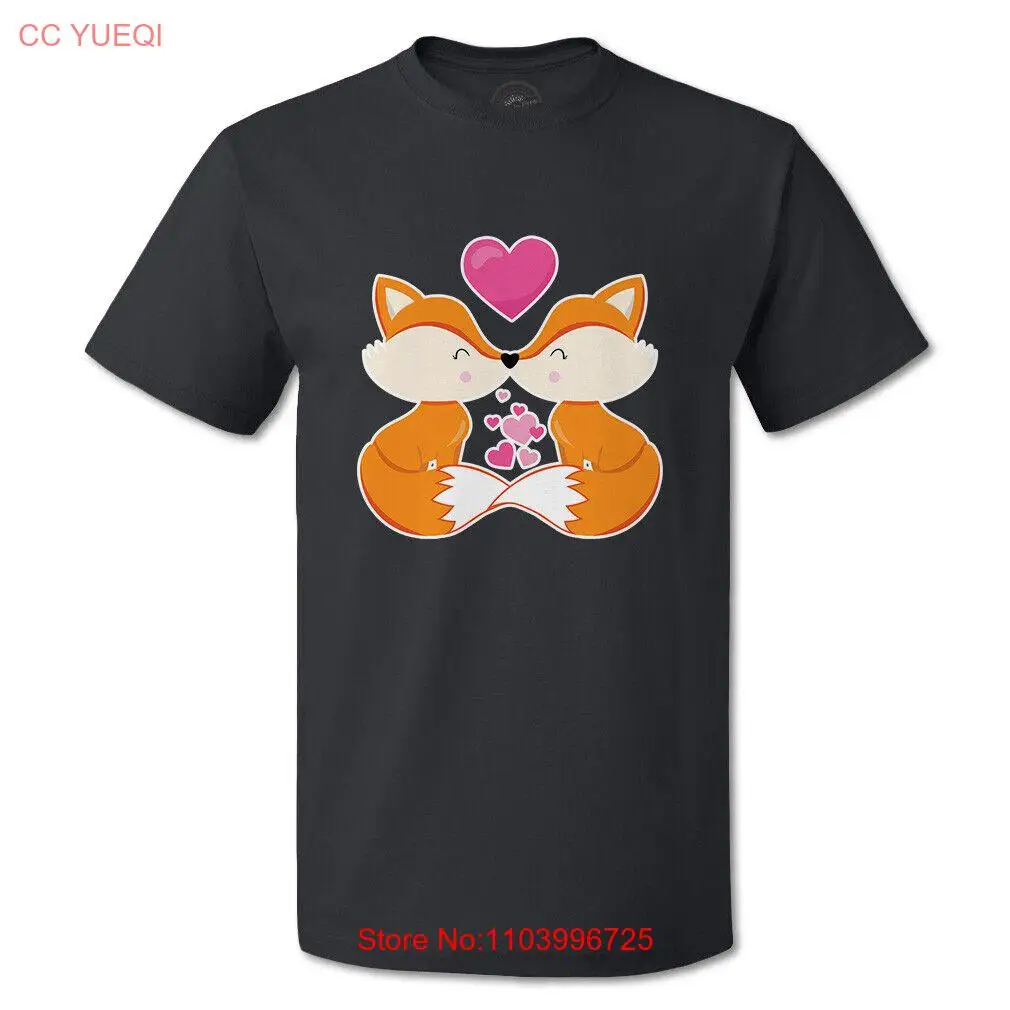 Funny Graphic T Shirts Valentine Foxes Kiss Holidays and Occasions Valentins Day