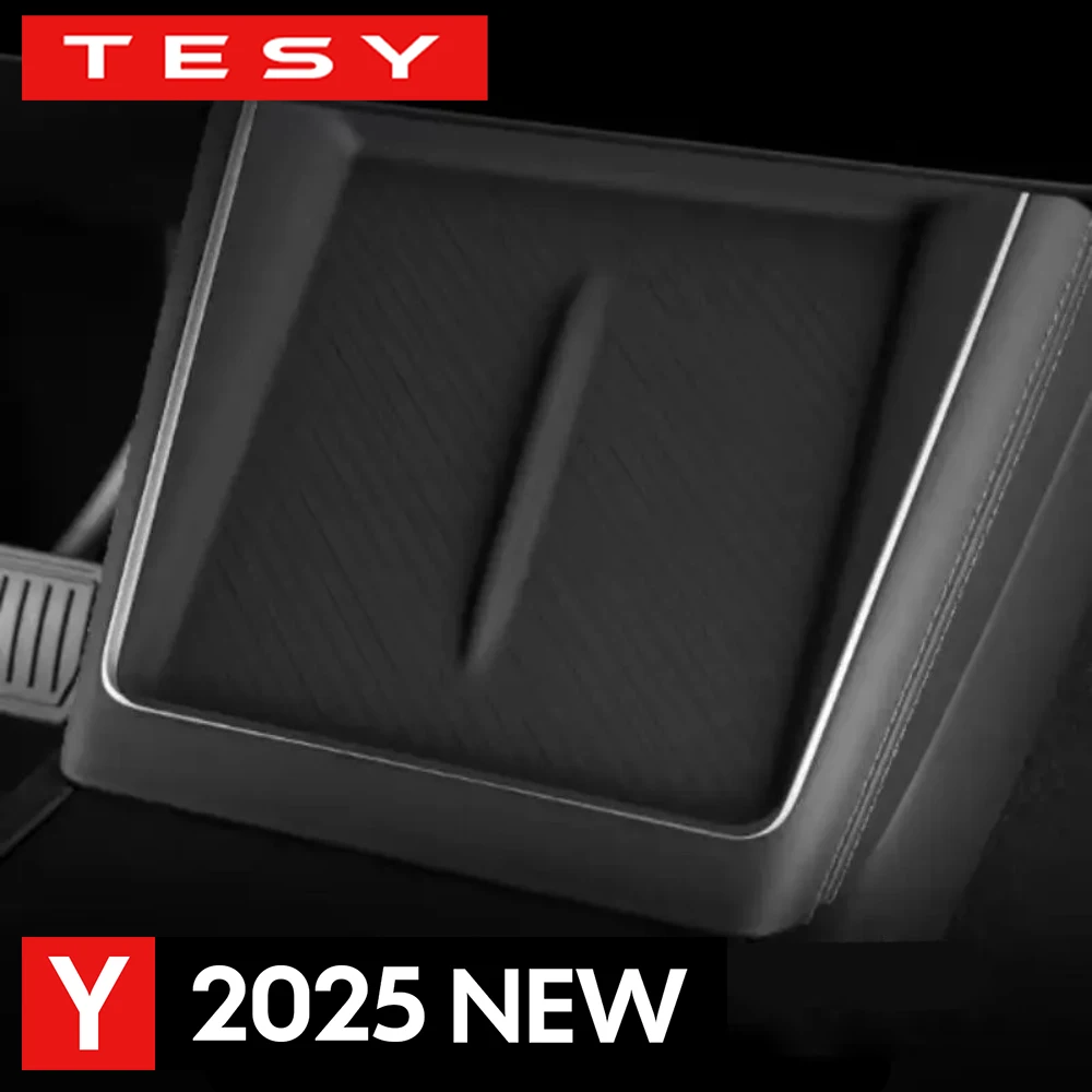Wireless Charge Pad For Tesla Model Y LAUNCH 2025 Juniper Standard Plaid Center Console Charging Station Mat Silicone Protector