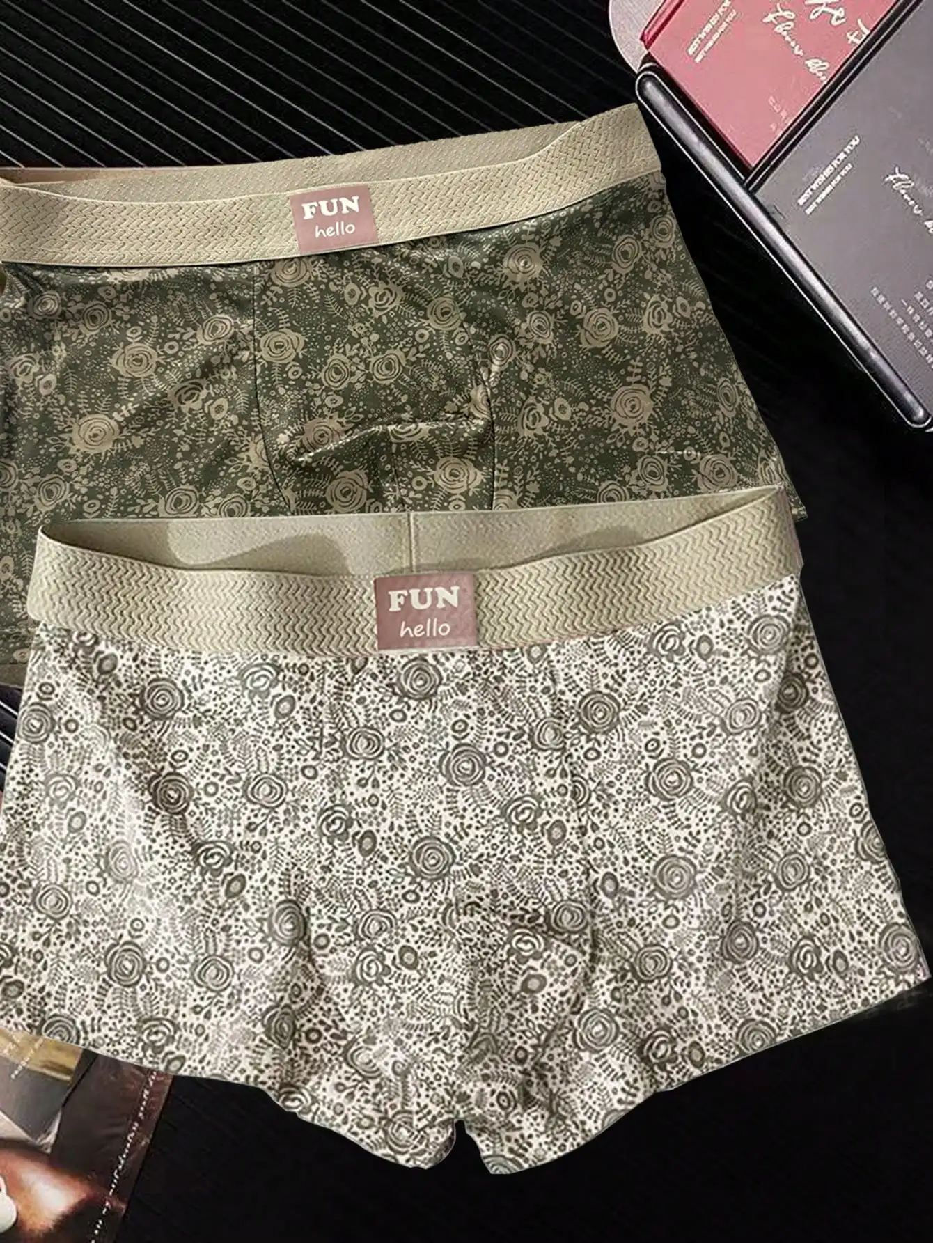 

3 Pcs Mens Boxer Shorts Floral Pattern Comfortable Polyester Casual Underwear