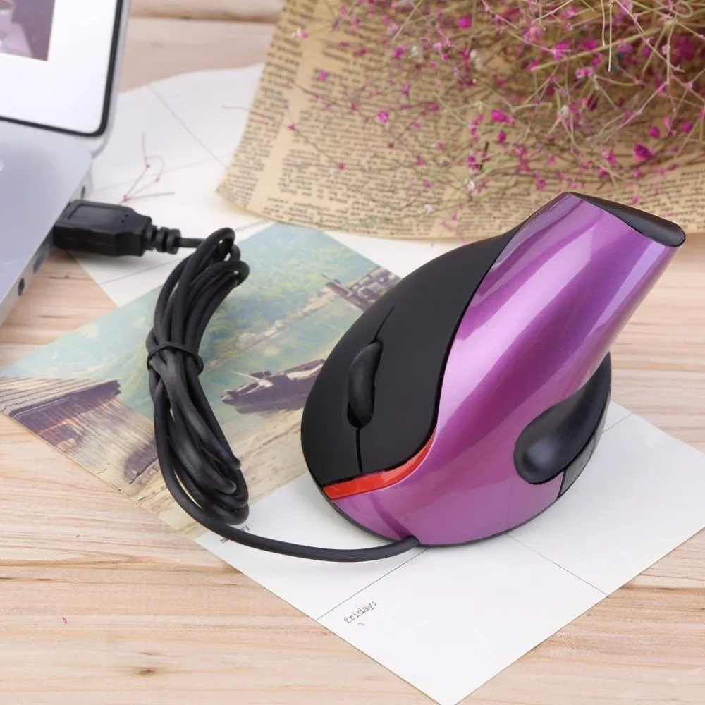 

1600DPI Vertical Mouse Vertical Shape Wrist Rest USB Wired Mouse Ergonomic Design Photoelectric Computer Mice Office Use