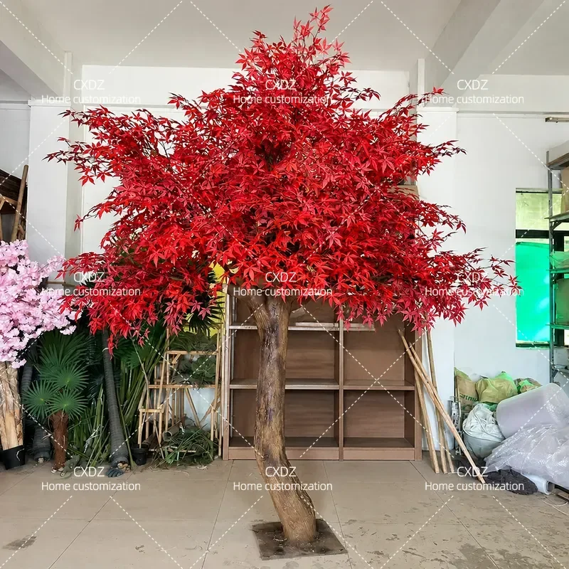 Simulation maple garden landscaping simulation red maple fiberglass simulation tree large shopping mall hotel decoration fake