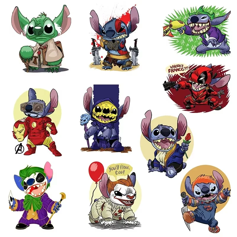 Parches de hierro de transferencia de calor de Lilo & Stitch de Disney, pegatinas para ropa DIY para niños, ropa para coser de dibujos animados, regalos Kawaii, 2 uds.