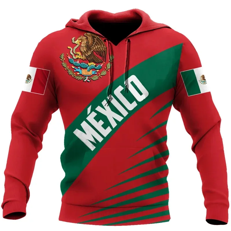 1 Piece Custom Your Picture Mexican Eagle Men'S Hoodie Mexico Emblem National Flag 3D Print Long Sleeve Hooded Sweatshirts Casua