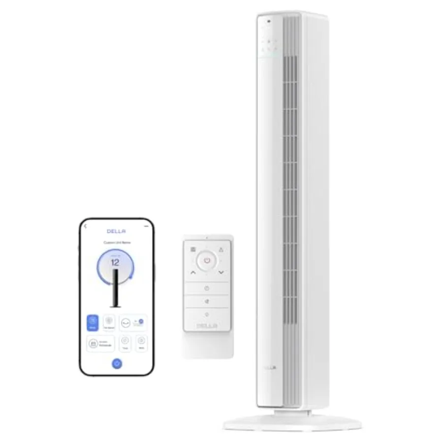 

42 Smart Tower Fan for Bedroom: ABS Plastic, White, Ultra Quiet 23dB with 28ft/s Airflow, 12 Speeds, 90 Oscillation, DC Motor,