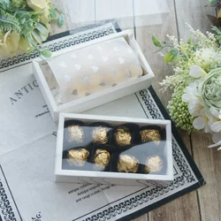 15.2*7.8*4cm 10set White Chocolate Paper Box with PVC Window As Wedding Christmas Birthday Candy Packaging