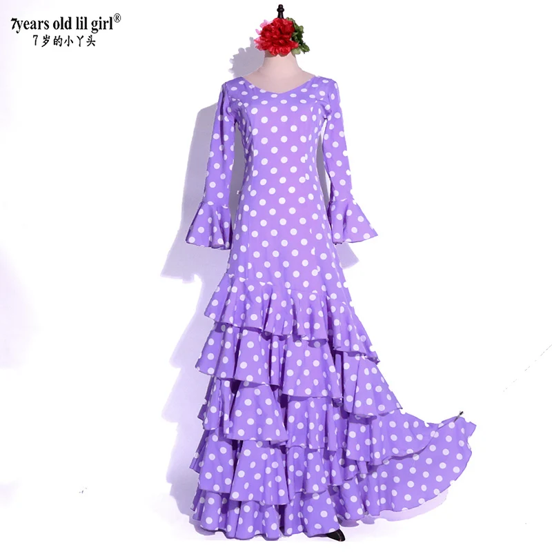 

Spanish Dance Dress Flamenco Practice Skirt Wear Women DTT90