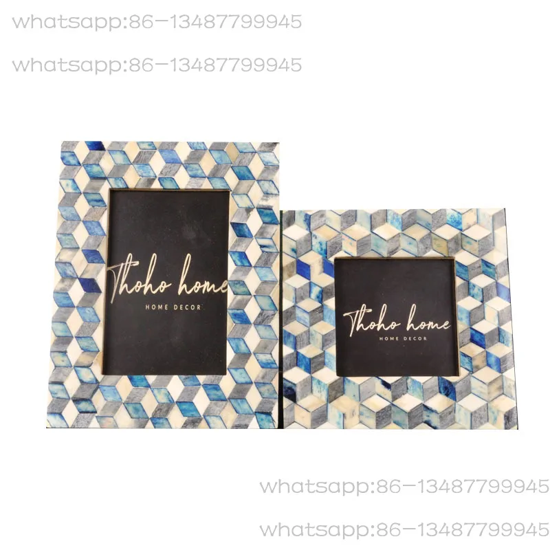 

India Imported High-grade Beef Bone Splicing Rhombus Photo Frame Table Ornament Bedroom Hotel Club Bedside Table Photo Frame