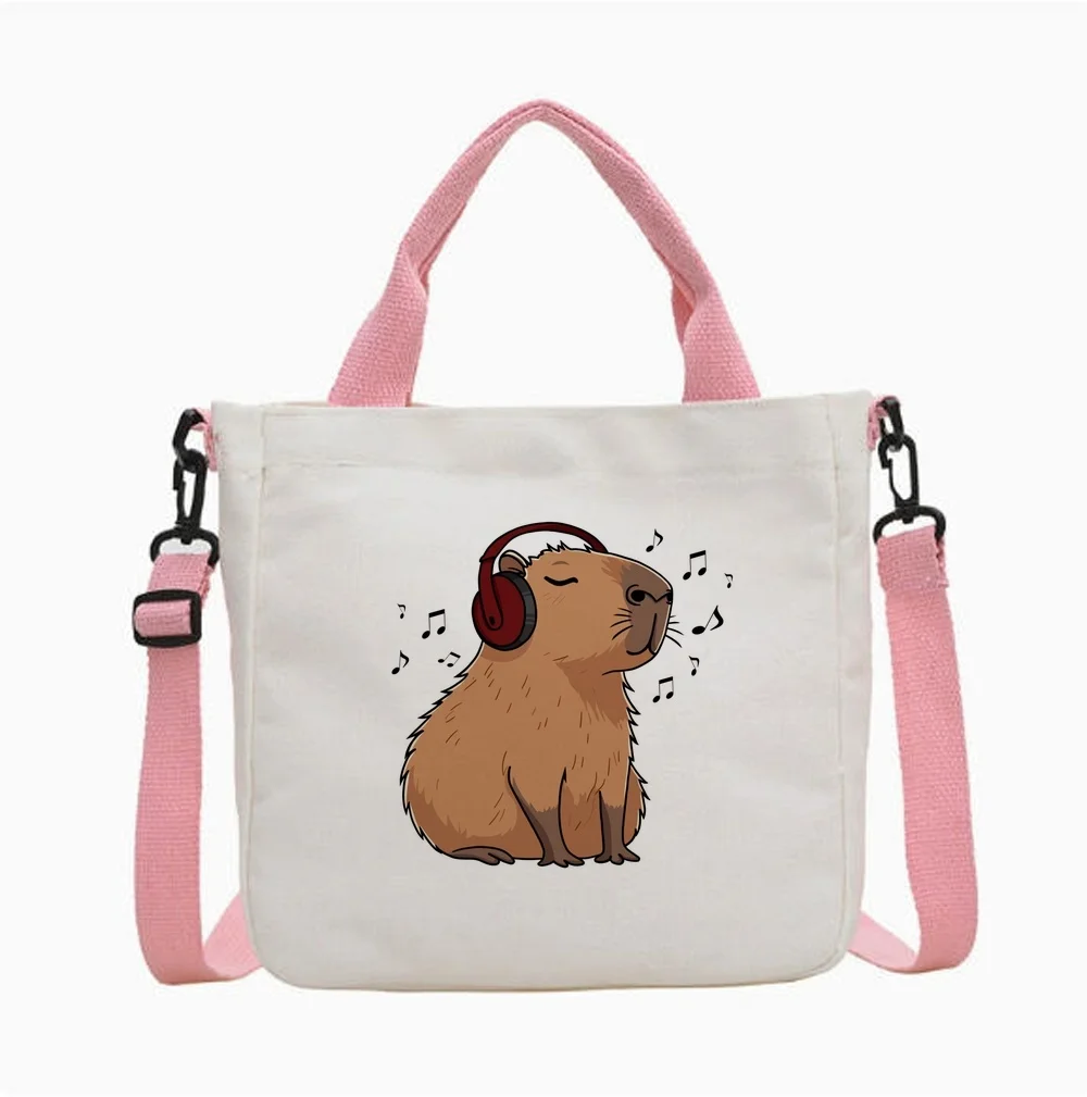Capybara tote bag foldable reusable canvas  y2k femme