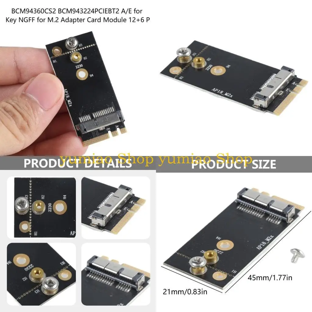 

587B BCM94360CS2 BCM943224PCIEBT2 Беспроводная карта NGFF для M.2 для ключа A/E-Key Adapt
