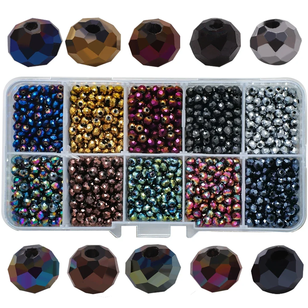 

Круглые стеклянные бусины с гранями, 4 мм, 1000 шт./коробка