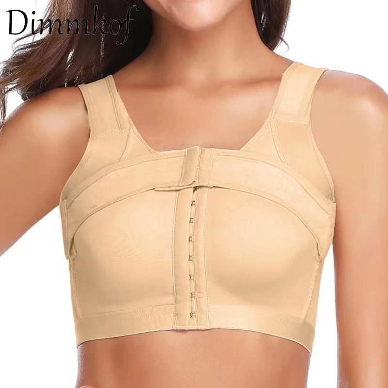 

Dimmkof Front Closure Bras with Removable Breast Support Band Women's Post-Surgery Posture Corrector Bras Compression Shapewears