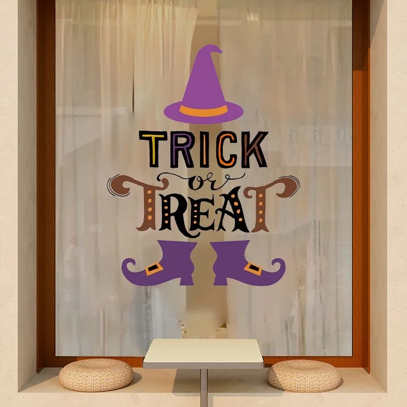 Halloween window theme decoration electrostatic stickers window shop stickers decoration festive atmosphere