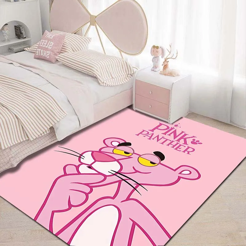 MINISO Pink Panther Printing Carpet for Girls Room Living Room Bedroom Home Decor Area Rug Non-slip Mat Pink Room Decor Sofa Mat