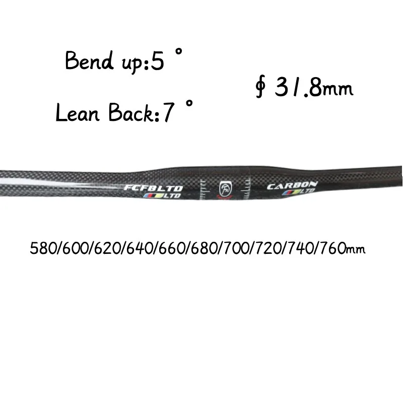 carbon handlebar MTB Handlebar Flat Or Rise Handlebar 31.8*380-760mm matte bike parts handlebar carbon bicycle bike handlebar