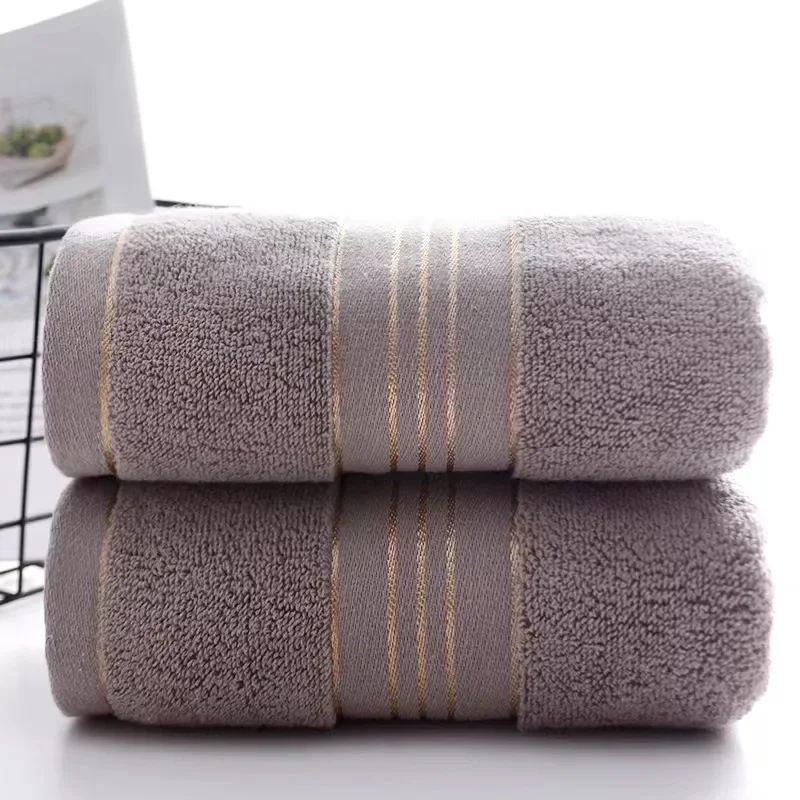 2pcs Cotton Bath Towel Increases Water Absorption Adult Bath Towel Solid Color Golden Silk Soft Affinity Face Towel