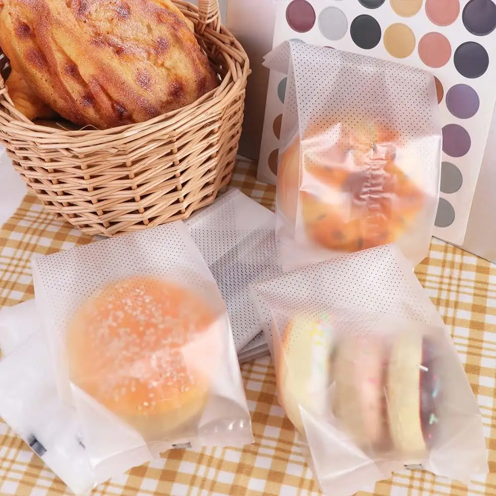 50pcs Commercial Frosted Black Dot Candy Bags Plastic Transparent Cellophane Bags DIY Cookie Packaging Bags Bundt Cake