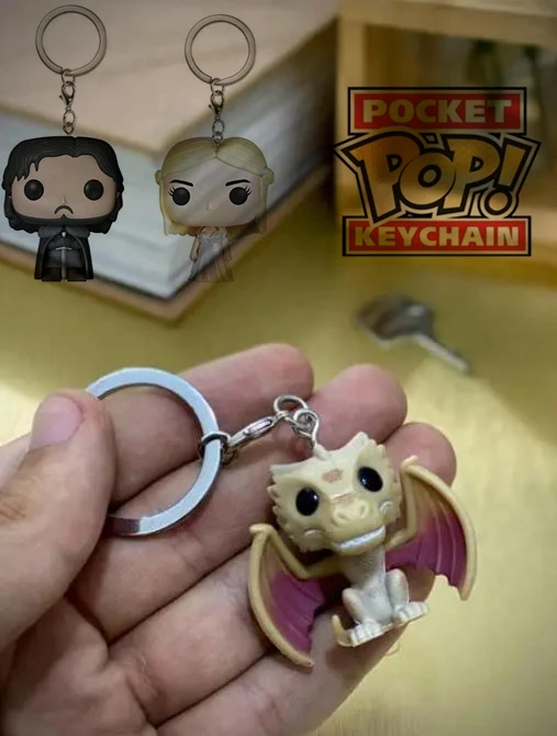 FUNKO POP جيب المفاتيح جون سنو لعبة من Daenerys ليلة الملك دروجون عروش ألعاب شخصيات الحركة جمع نموذج لعبة هدية البلاستيكية #1