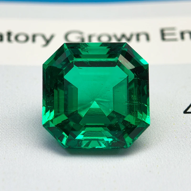 Lab Grown Colombia Emerald Asscher Cut Hydrothermal Green Gemstone for Diy Jewelry Making Material Selectable Certificate