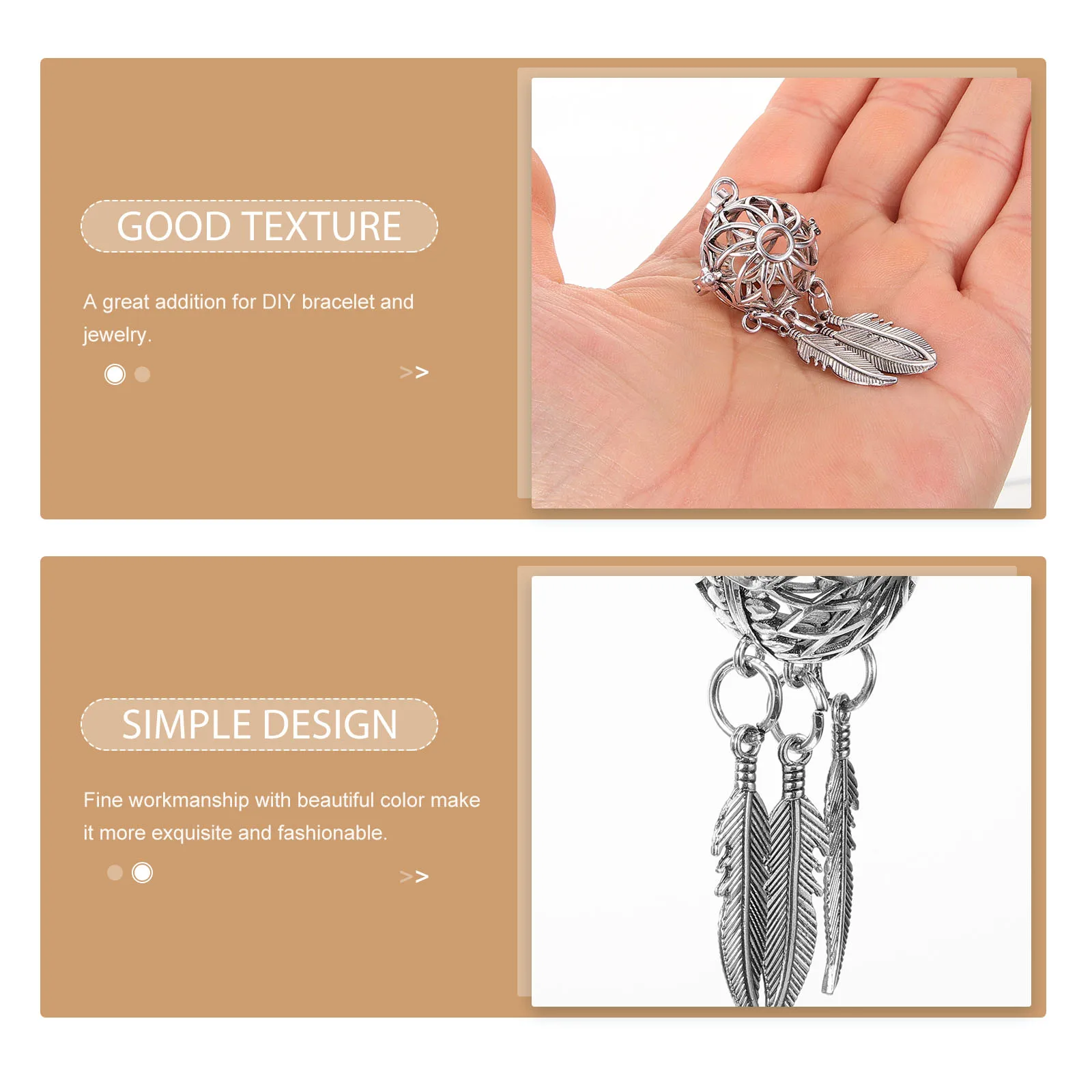

2pcs Dreamcatcher Pendant Alloy Diy Jewelry Necklace Accessories Aroma Pads Container Hanging Ornament Durable Hollow Design