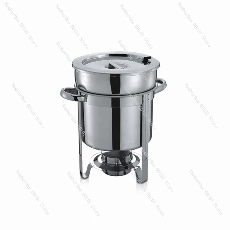 Stainless steel large-capacity soup stove: Western-style round flip-top visual buffet soup stove