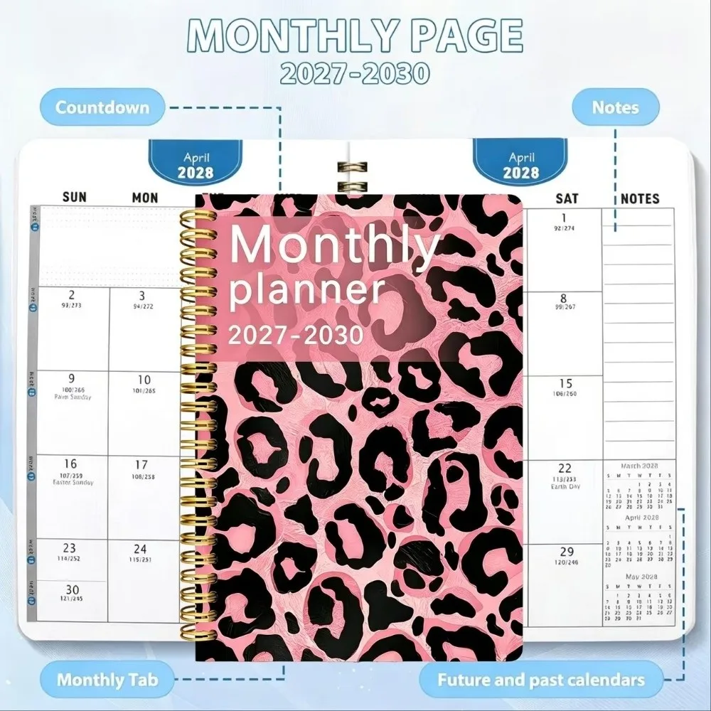 Beach Theme Cover 2027-2030 Monthly Calendar A5 Ocean Seashell Covered Annual Calendar Notebook Spiral Bound 4-Year Plan Book