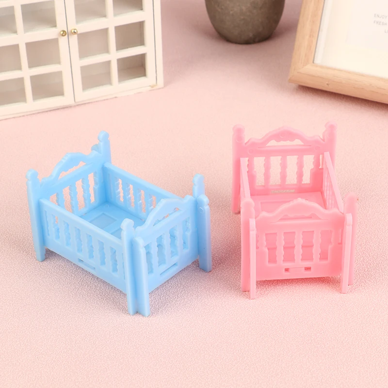 Dollhouse Miniature Cradle Crib Bedding Set Baby Doll Furniture Toys For Dolls Furniture Decorate