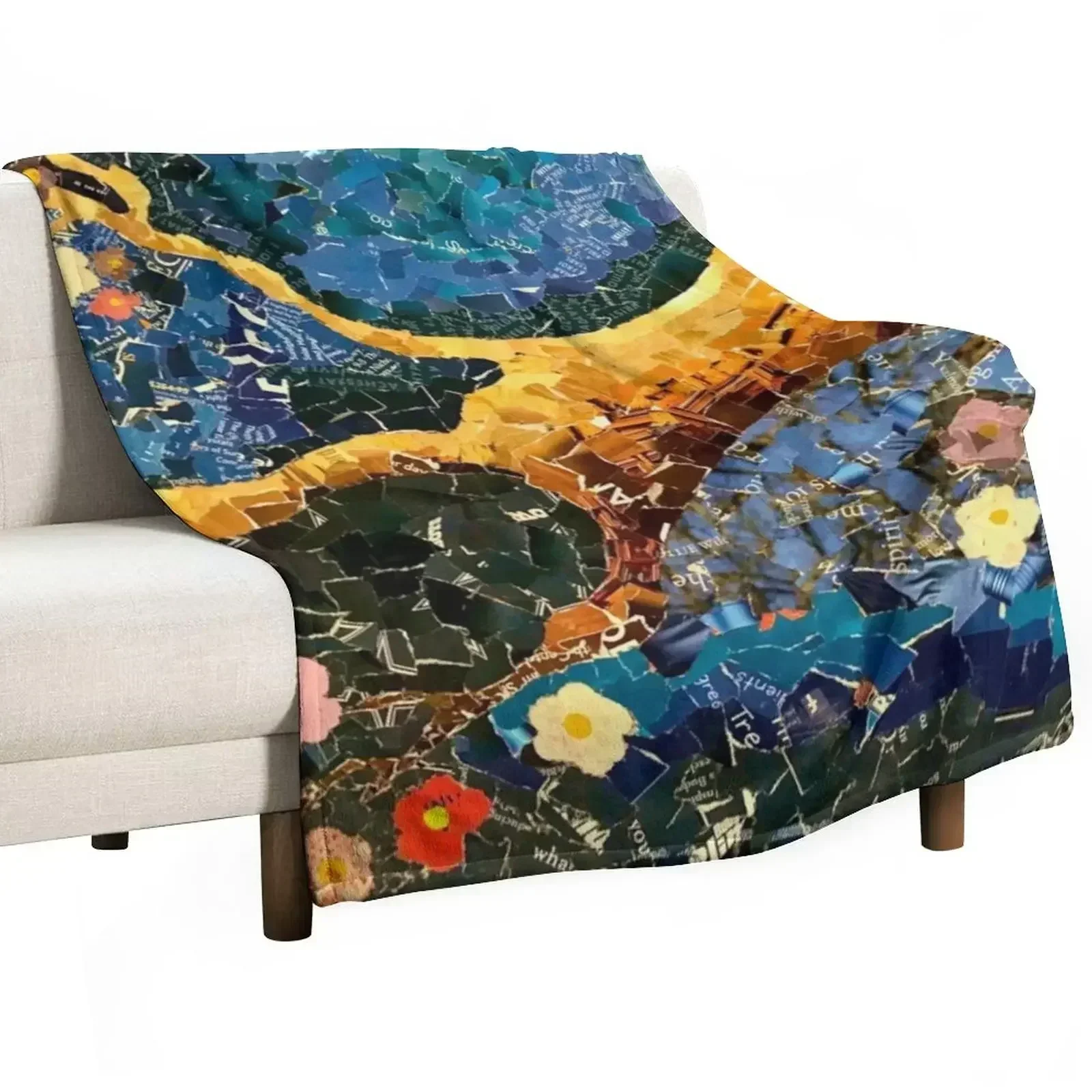 Japanese Cherry Blossom Collage Throw Blanket No Pilling Soft Warm Blanket for Bed