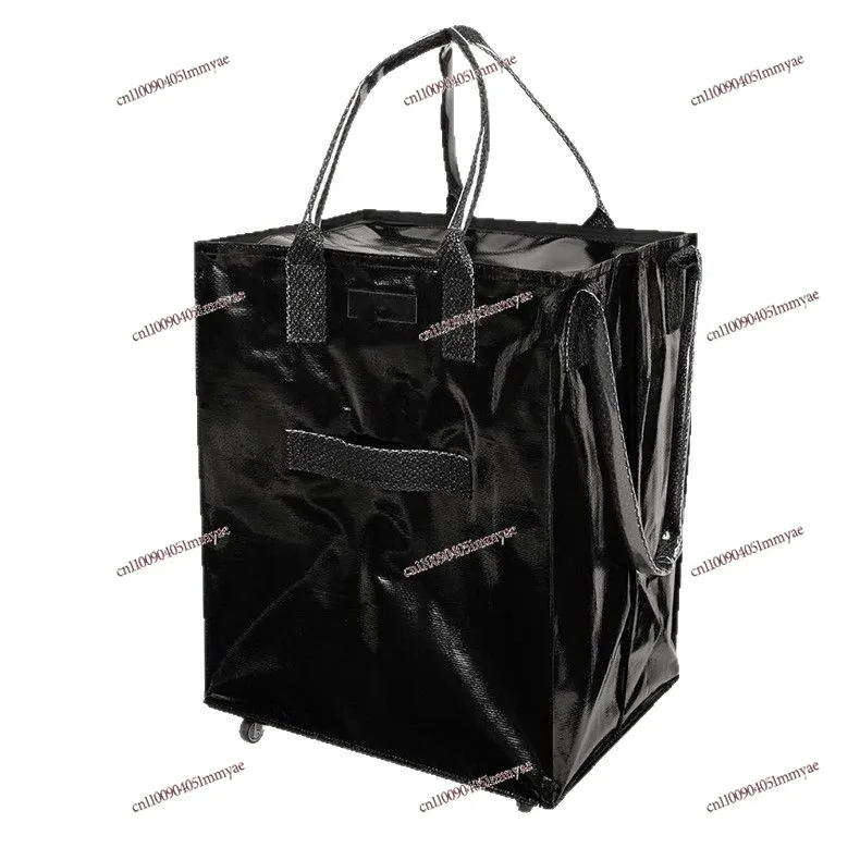 Portable Hand-pulled Grocery Cart Foldable Tug Bag Belt Wheel Grocery Multifunctional Supermarket Small Pull Cart Shopping Light