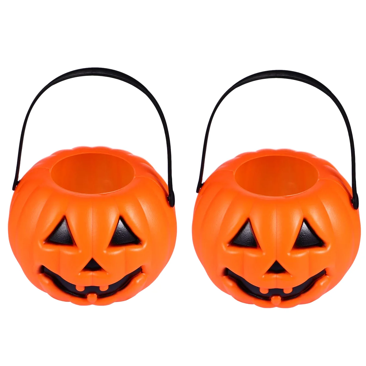 

LED Halloween Basket Pumpkin Bucket Lantern Supplies Large Candy Holder Orange Plastic Child
