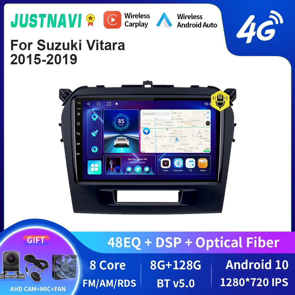 

JUSTNAVI QT10 Android 10,0 автомобильное радио для Suzuki Vitara 2015 - 2019 Автомобильный мультимедийный видеоплеер 2din Carplay GPS Navi