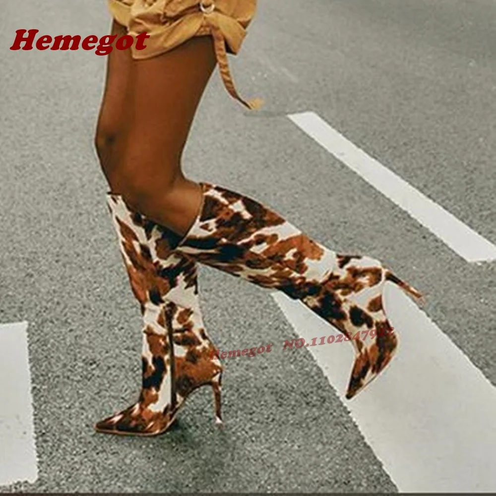 ليوبارد الفراء خنجر حذاء برقبة للركبة الجانب سستة مدبب تو كعب رقيقة الأحذية النسائية الدافئة 2026 جديد الشتاء الفاخرة أحذية عادية #6