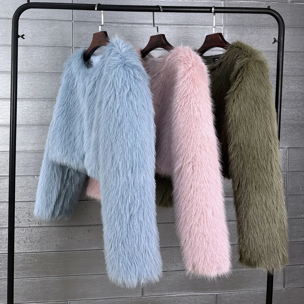 Faux Fur Female Overcoat New Autumn Winter Round Neck Loose Cardigans Coat Elegant Solid Color Long Sleeve Women Fake Fur Jacket