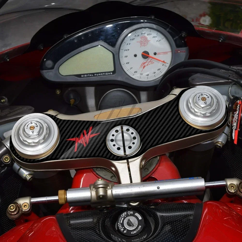 Untuk MV Agusta F4 Model 2000-2006 Stiker Garpu Depan Sepeda Motor 3D Stiker Sepeda Motor Pembela Triple Yoke Atas Tampilan Karbon