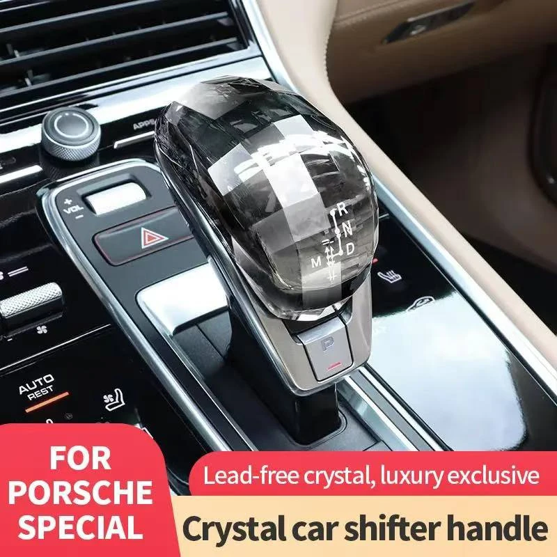 For Porsche Palamela 2017-2023 Crystal Handle Gear Shift Knob Lever Stick Shifter Head Frame Molding Protect Decoration Cover