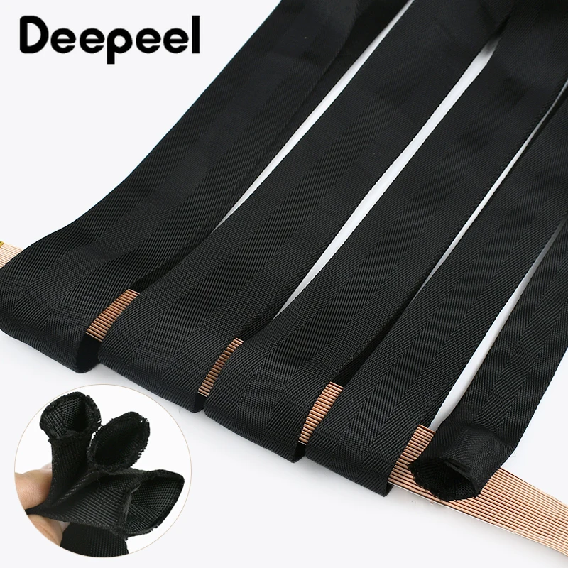 

5/10Meters Black Tubular Webbing Tapes 32/38/45/50/55mm Nylon Strap Safety Straps Ribbon Bag Belt Clothes DIY Sewing Accessories