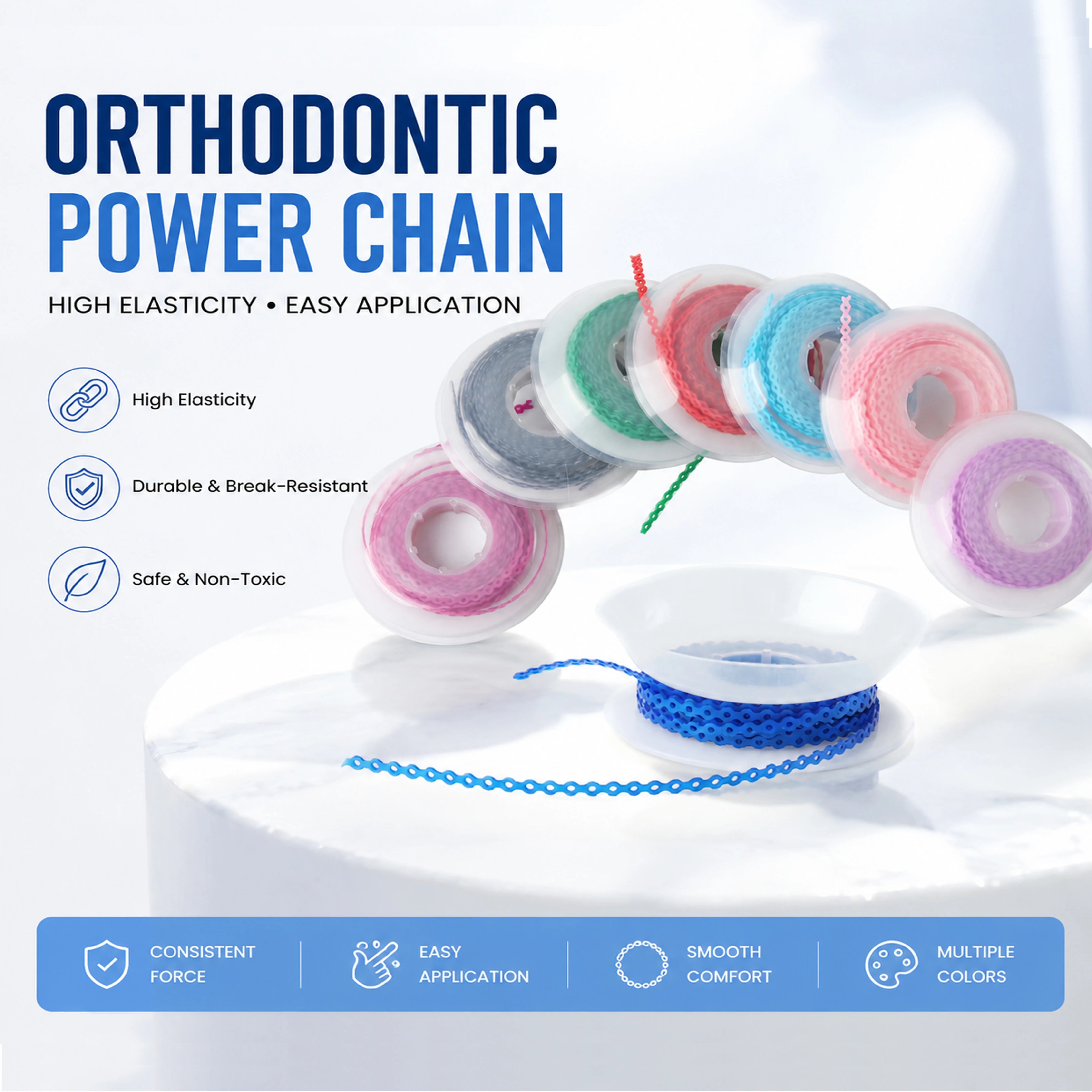 

15 Feet/Roll 3.5mm Dental Elastic Power Chain Rubber Band Short For Orthodontics Braces Bracket Dentist Material