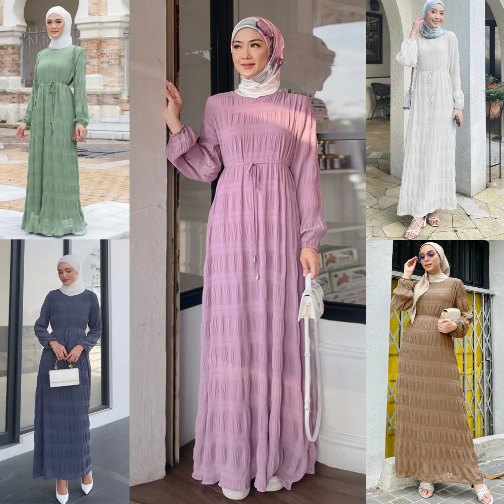 

Abayas Caftan Kaftan Elegant Vestidos Eid Muslim Women Loose Belt Dress Abaya Party Dresses Dubai Arab Turkey Gown Eid al-Adha