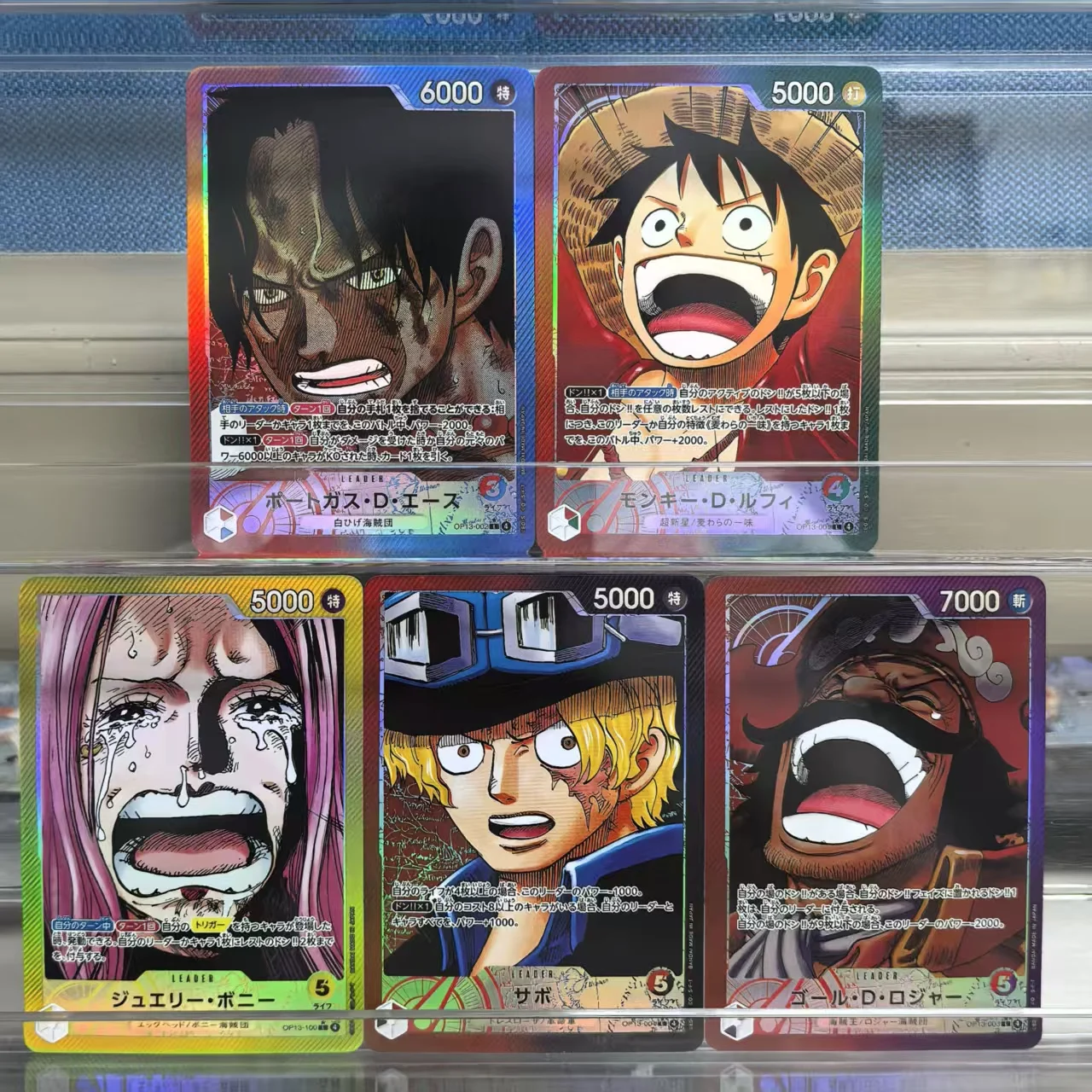 Tarjeta de colección de Anime japonés de una pieza, 5 uds., OPCG Sabo Gol·D·Roger Jewelry Bonney Portgas·D· Ace Monkey D. Luffy, juguete de cartas de juego
